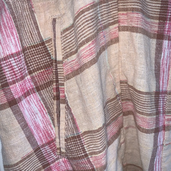 Free People Pale Pink Plaid Utility Button Down - Picture 8 of 16